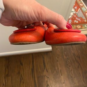 Tory Burch orange leather flats